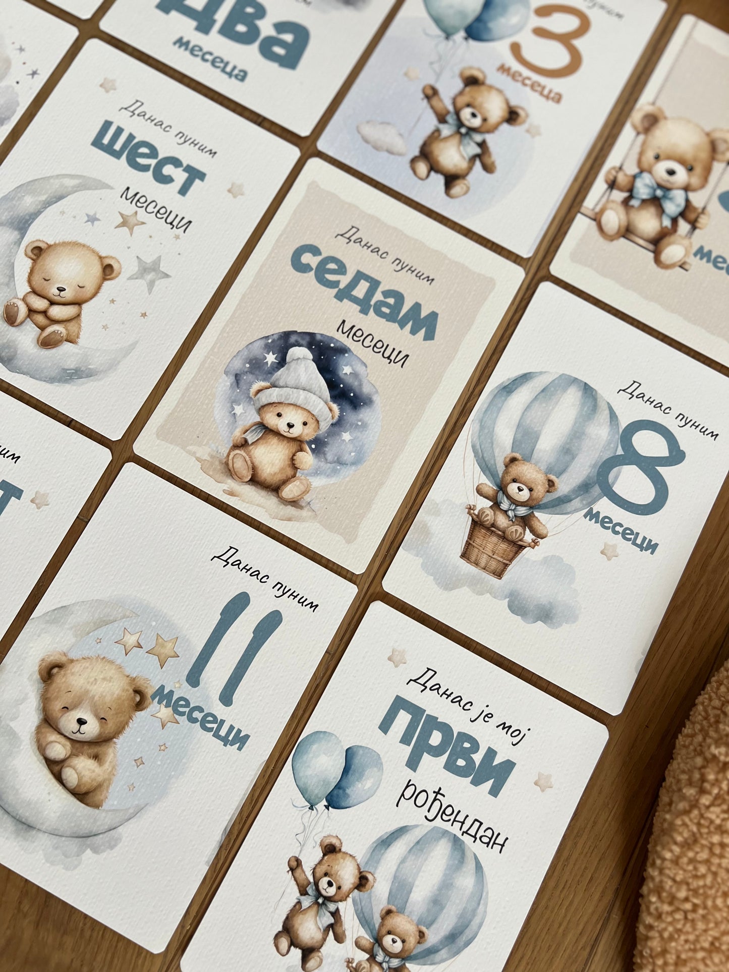 Kartice uspomena za bebe - Milestone cards za prve mesece - medonja