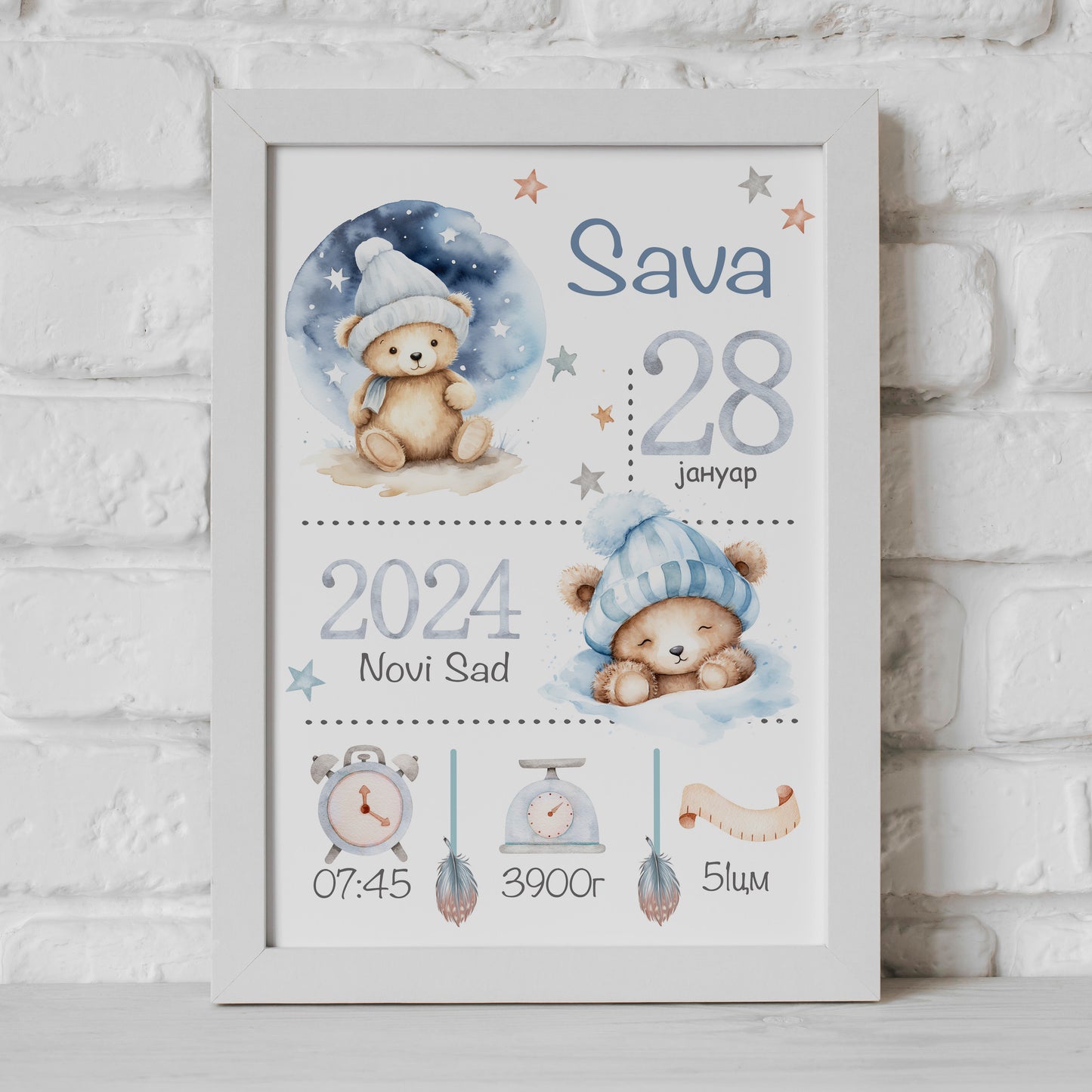 Karta rođenja uspavni medica plavi