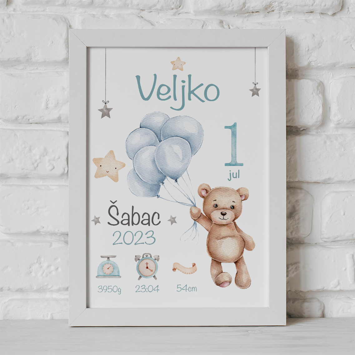 KARTA RODJENJA USPAVANI PLAVI MEDA