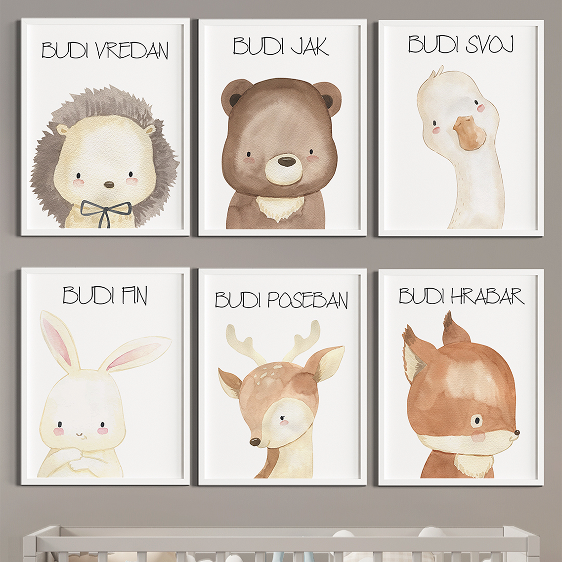 Set od 6 slika šumske životinje