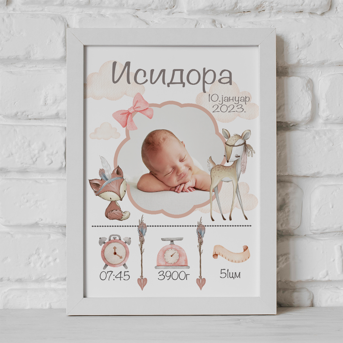 KARTA RODJENJA SA SLIKOM LIJA I SRNA