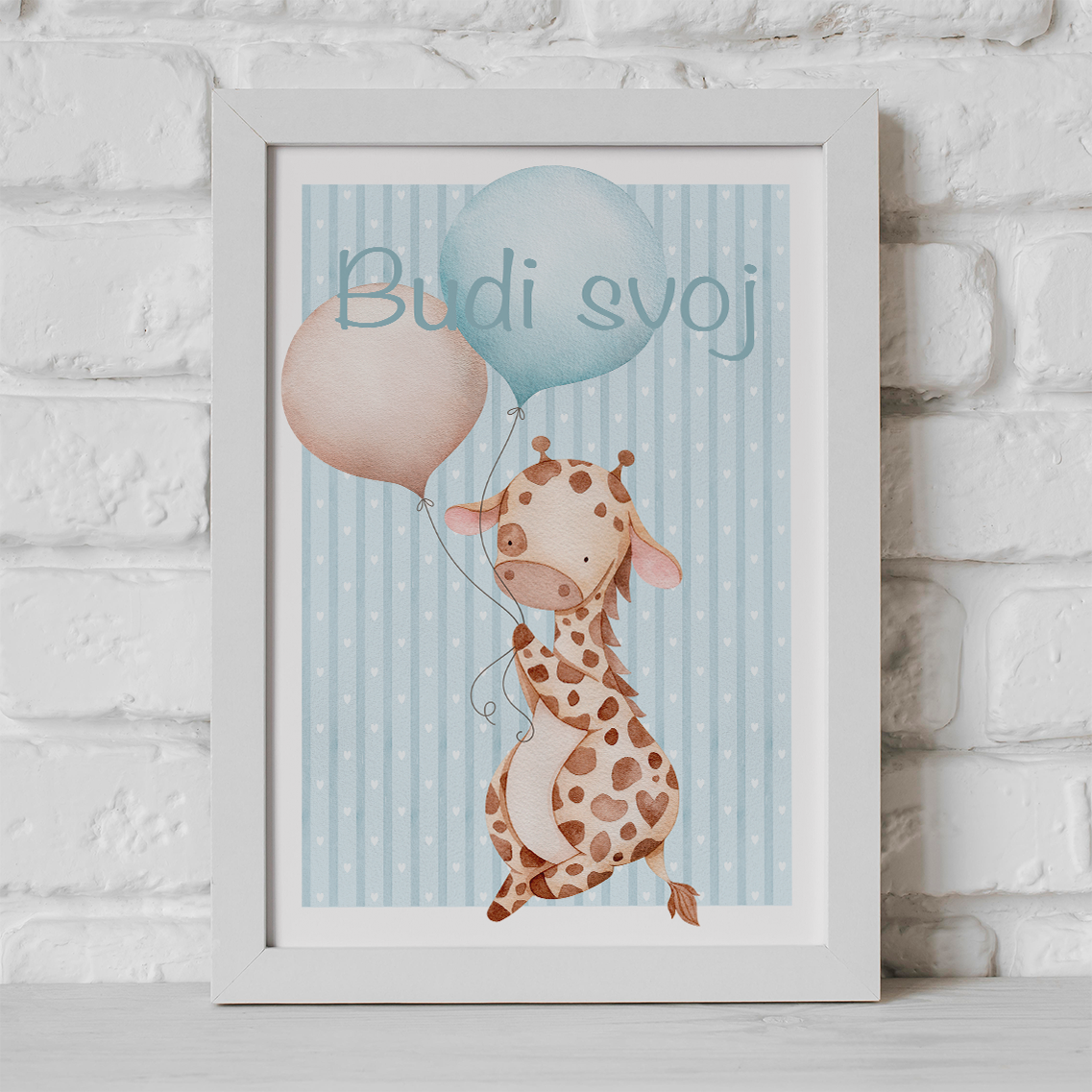 POSTER PLAVA ŽIRFA I BALON