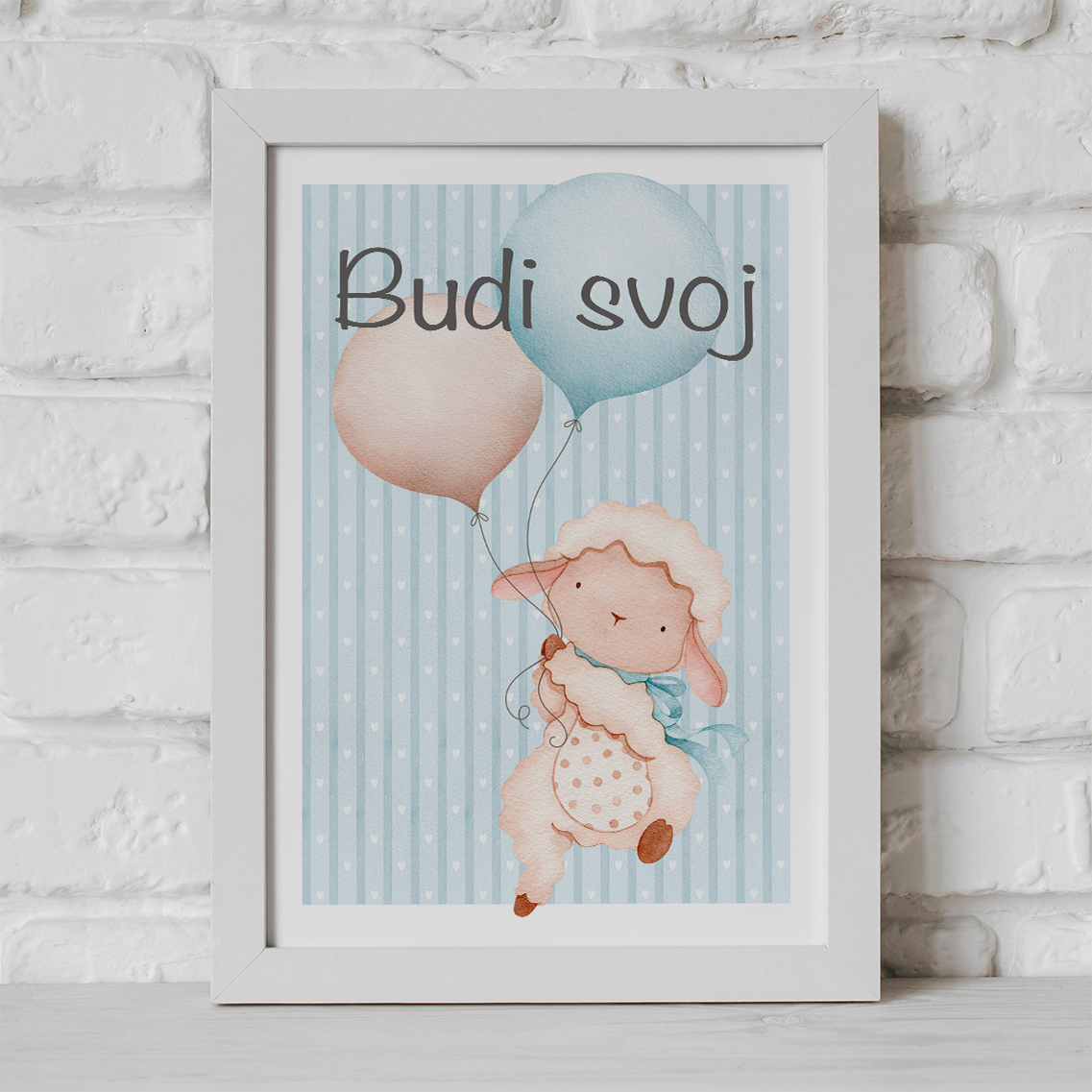 POSTER PLAVA OVČICA I BALON
