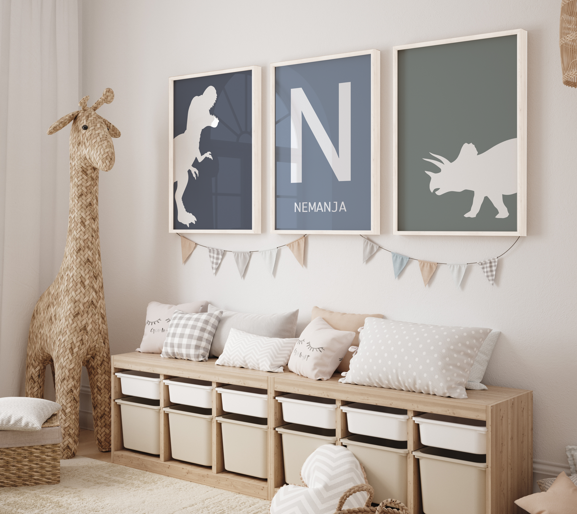 Personalizovani dinosaur poster za dečiju sobu sa imenom deteta