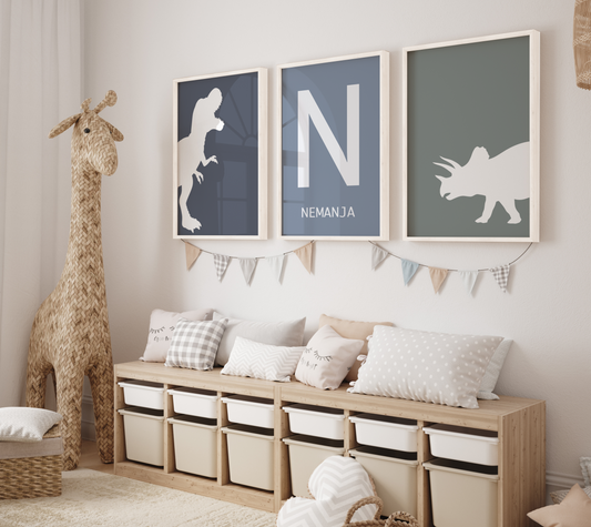 Personalizovani dinosaur poster za dečiju sobu sa imenom deteta