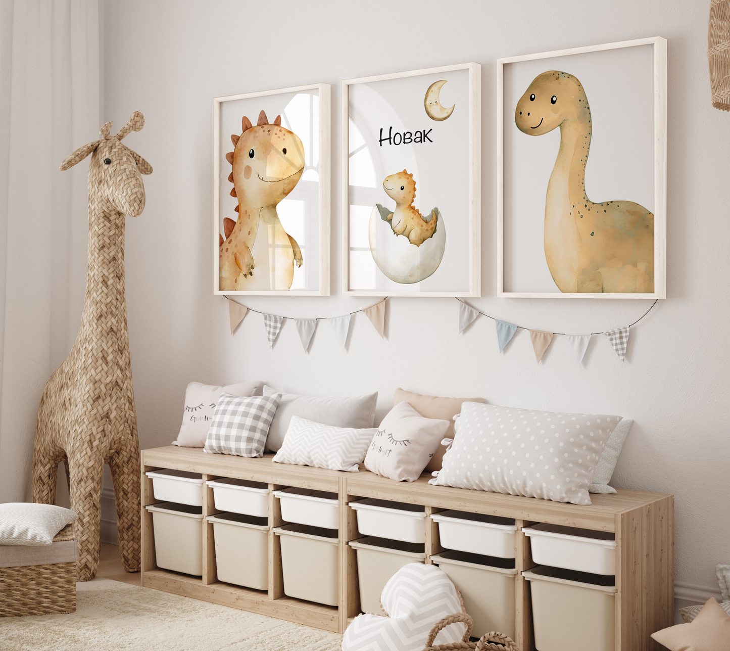 Personalizovani dinosaur poster za dečiju sobu sa imenom deteta