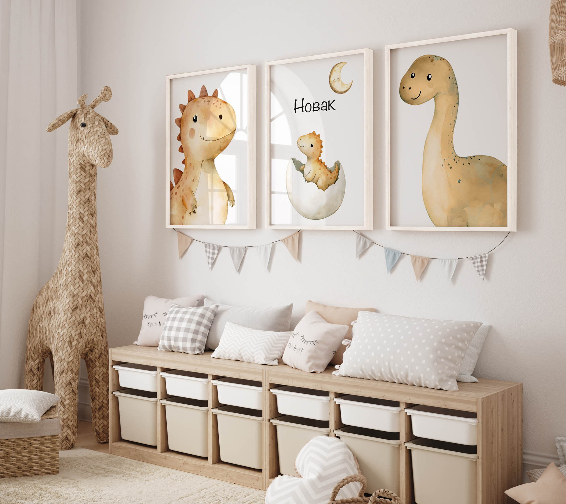 Personalizovani dinosaur poster za dečiju sobu sa imenom deteta