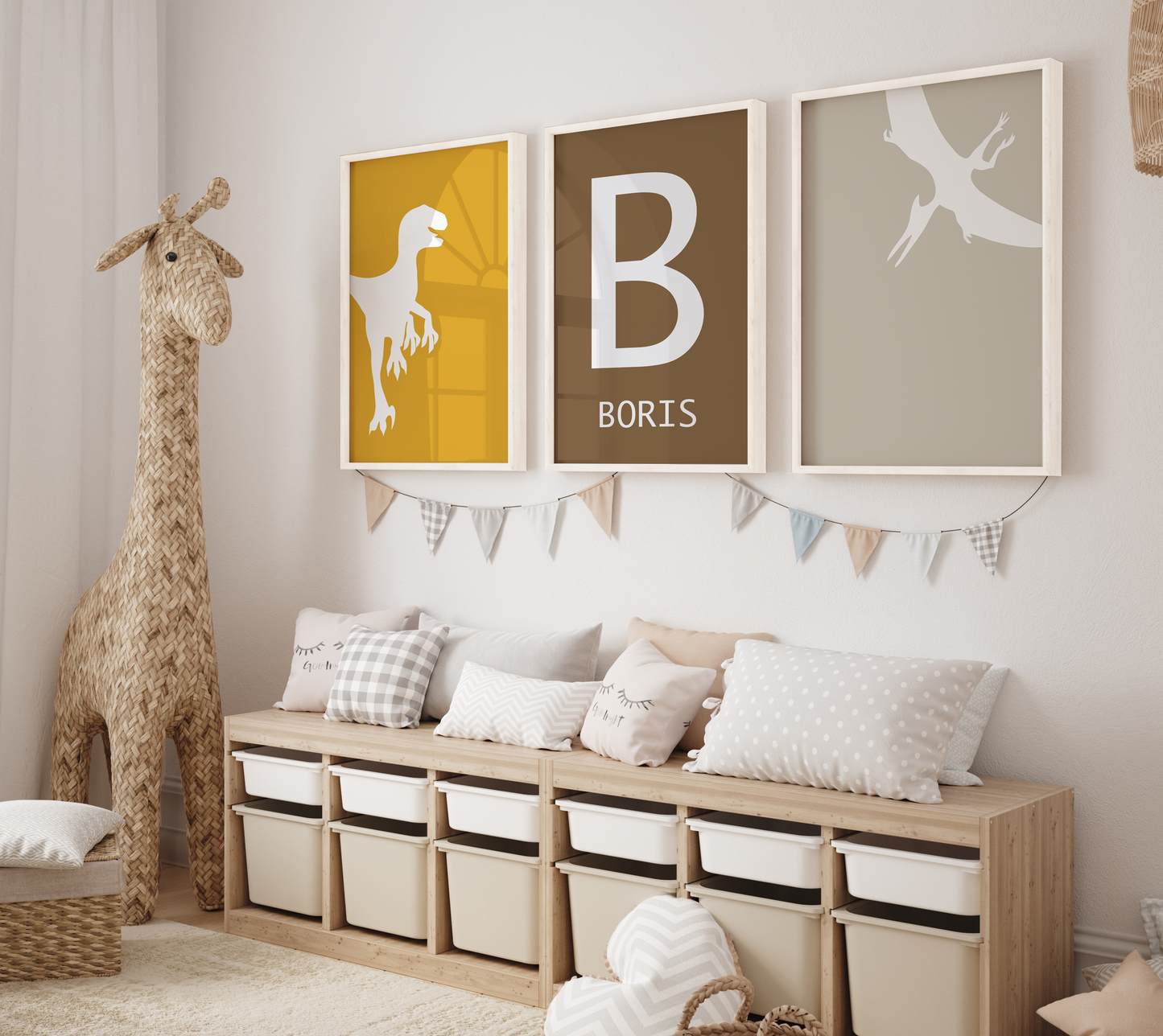 Personalizovani dinosaur poster za dečiju sobu sa imenom deteta