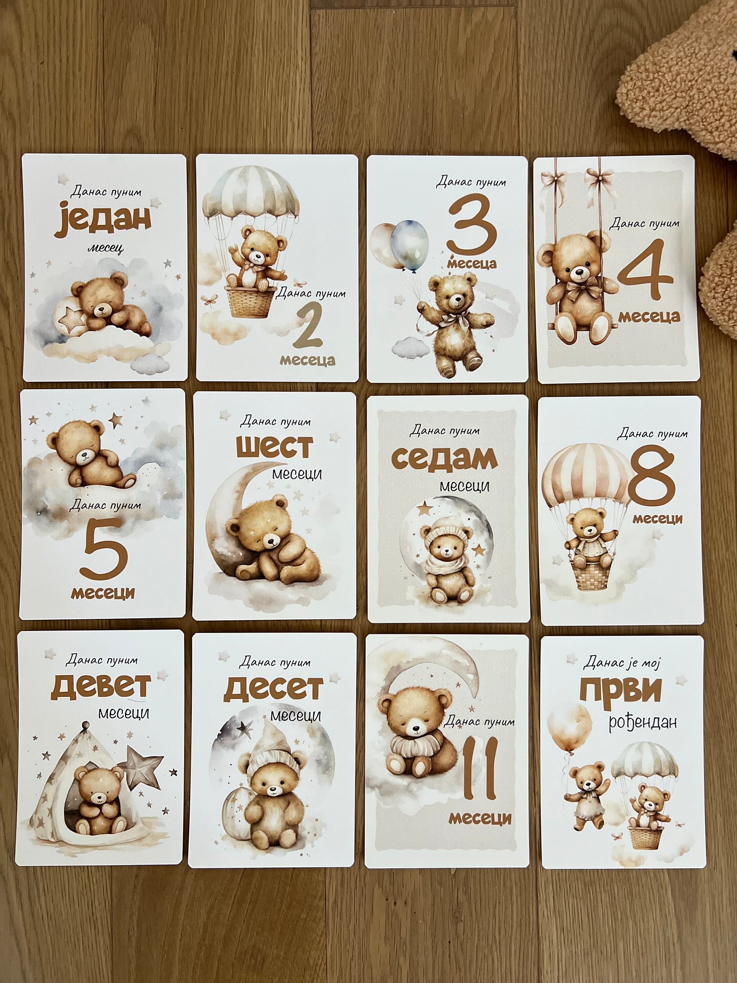 Kartice uspomena za bebe - Milestone cards za prve mesece -  medić