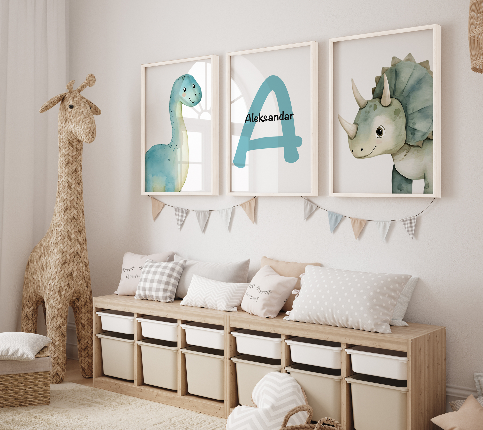 Personalizovani dinosaur poster za dečiju sobu sa imenom deteta