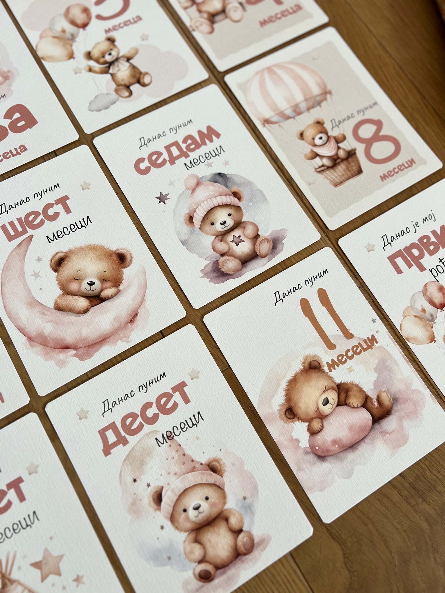 Kartice uspomena za bebe - Milestone cards za prve mesece -  medica