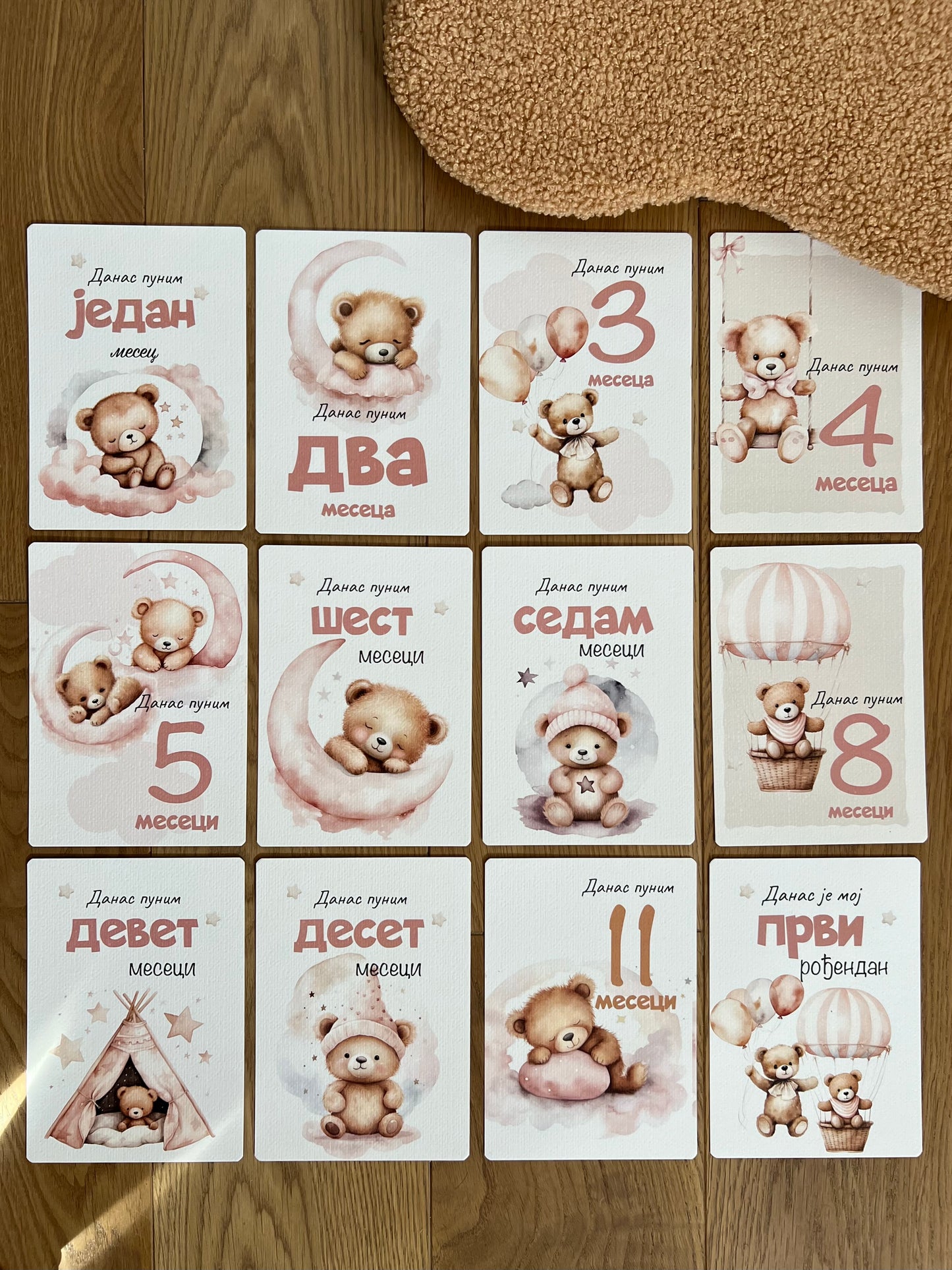 Kartice uspomena za bebe - Milestone cards za prve mesece -  medica