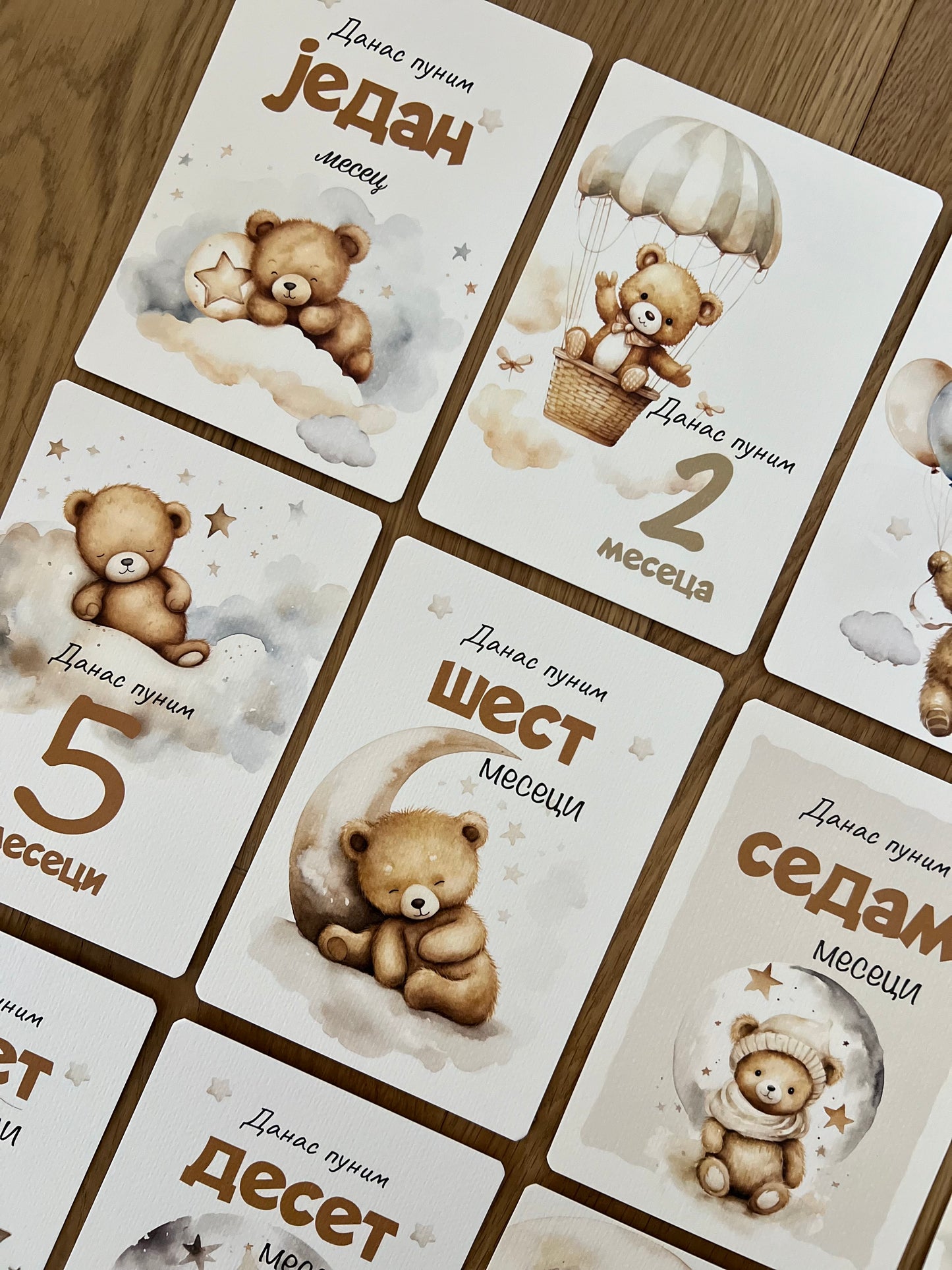 Kartice uspomena za bebe - Milestone cards za prve mesece -  medić