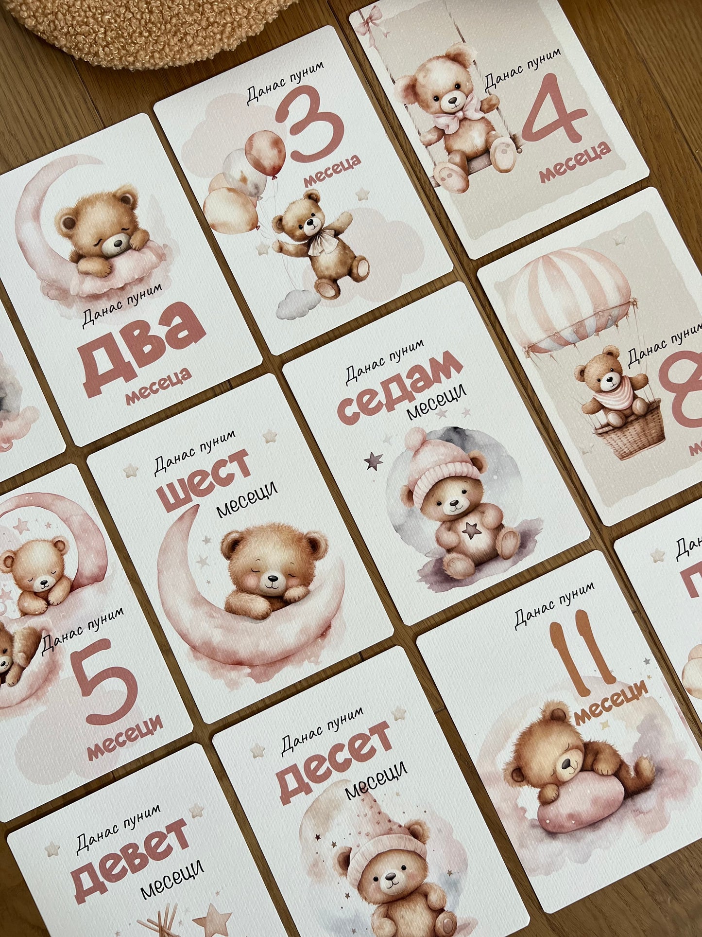 Kartice uspomena za bebe - Milestone cards za prve mesece -  medica