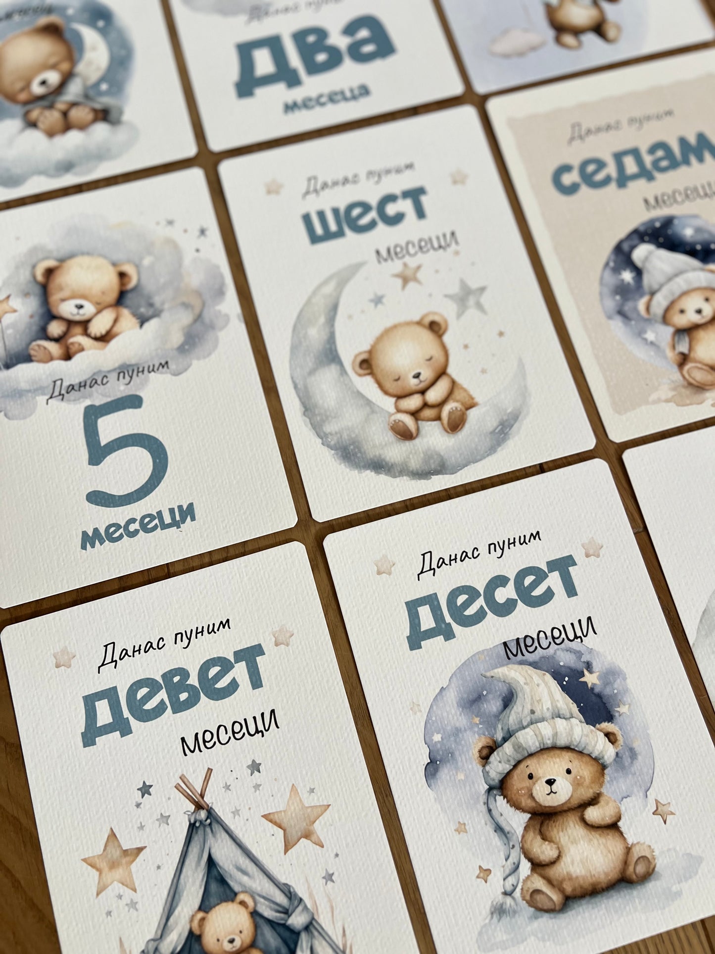 Kartice uspomena za bebe - Milestone cards za prve mesece -  medonja
